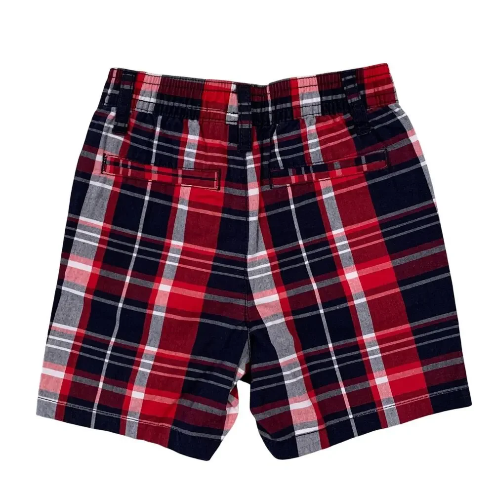 NWT Gymboree Boys Patriotic Bull Dog Applique Tee & Plaid Jogger Shorts